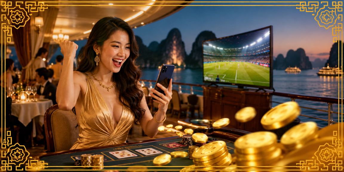 Người dùng thư giãn tại Hạ Long vừa xem kết quả thể thao trực tuyến trên màn hình